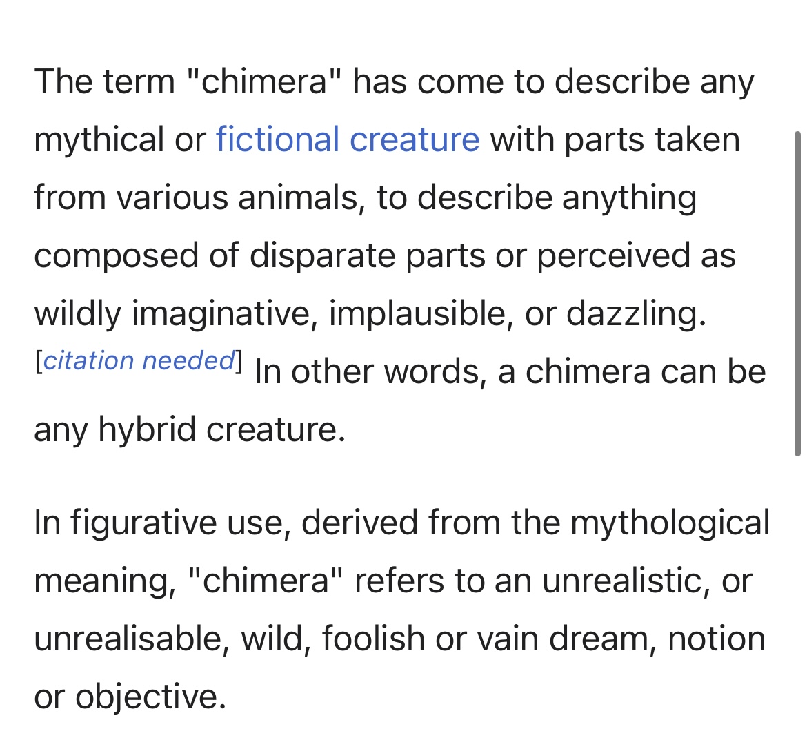 chimera description from wikipedia
